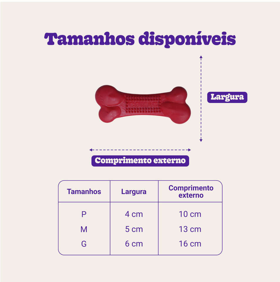 Brinquedo Duratoys Osso Massageador Vermelho - Tam. G