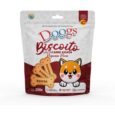 Biscoito Doogs para Cães Adulto Raças Pequenas Sabor Carne Assada