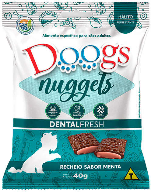 Nuggets Doogs Dental Fresh para Cães Adulto Sabor Menta - 40 g