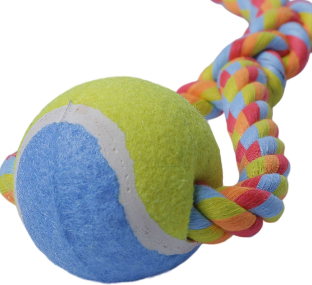Brinquedo Puxa Bola de Tênis Colorido para Cães - Tam. Único