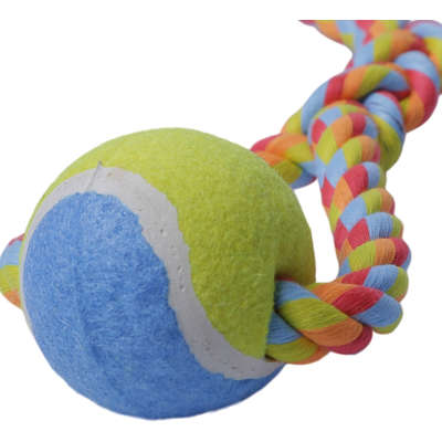 Brinquedo Puxa Bola de Tênis Colorido para Cães