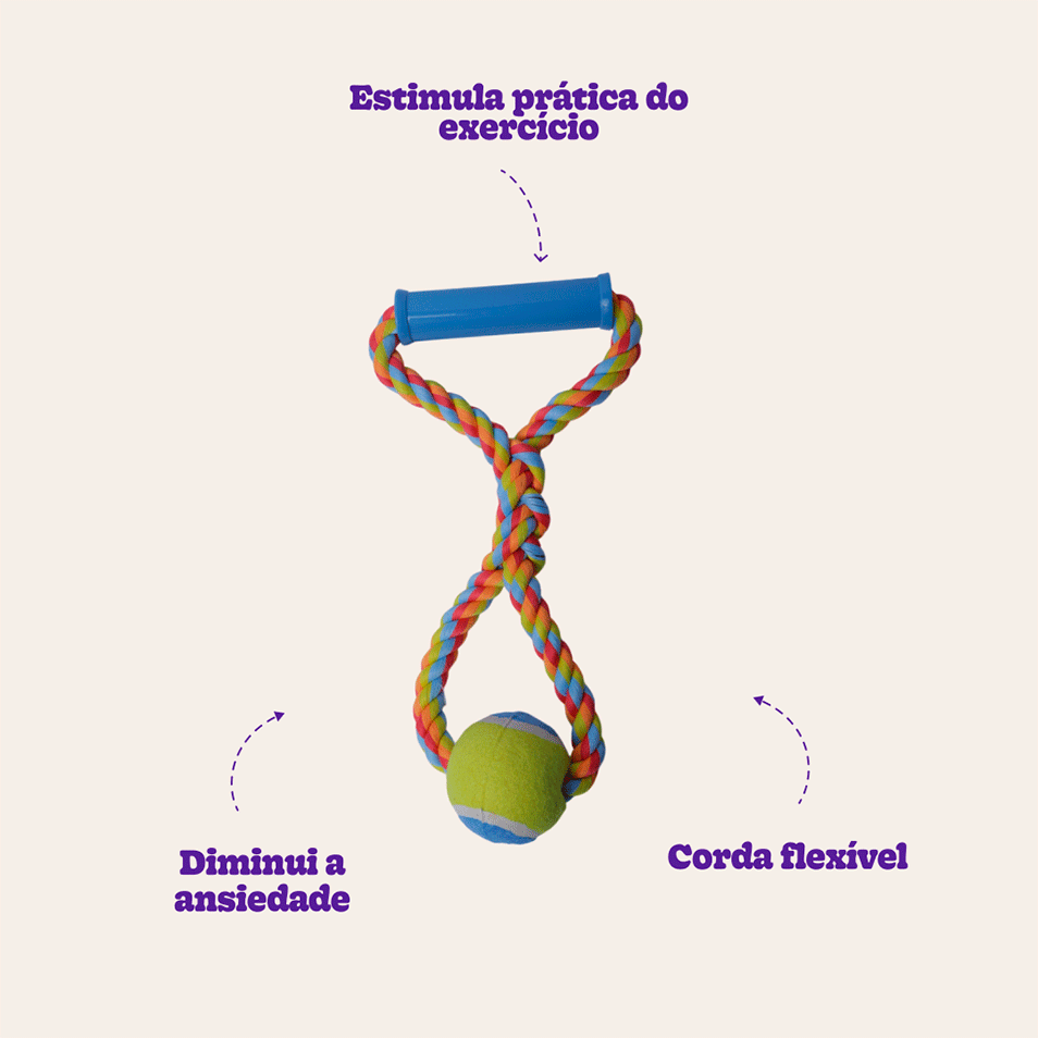 Brinquedo Puxa Bola de Tênis Colorido para Cães - Tam. Único