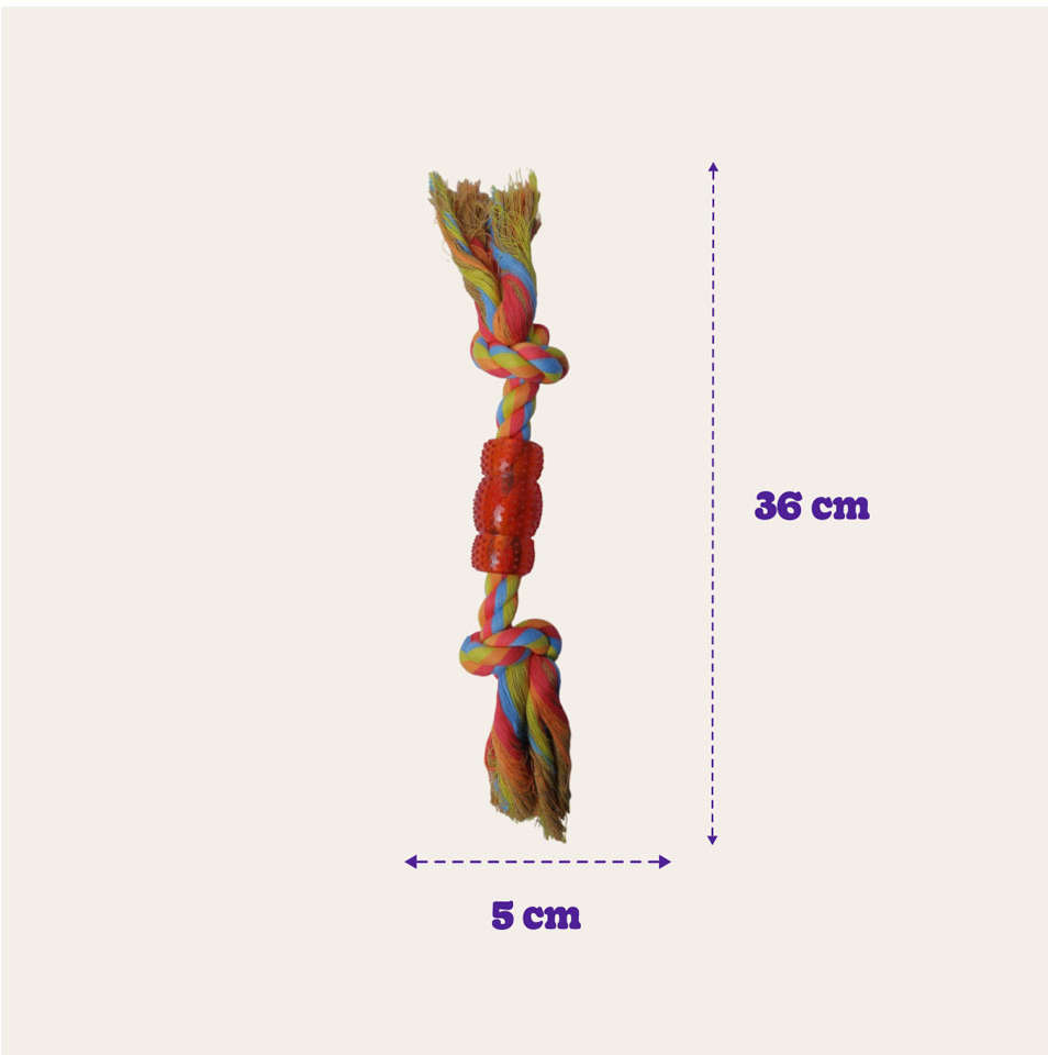 Brinquedo Mordedor Corda Rubber Bone Vermelho e Amarelo para Cães - Tam. Único