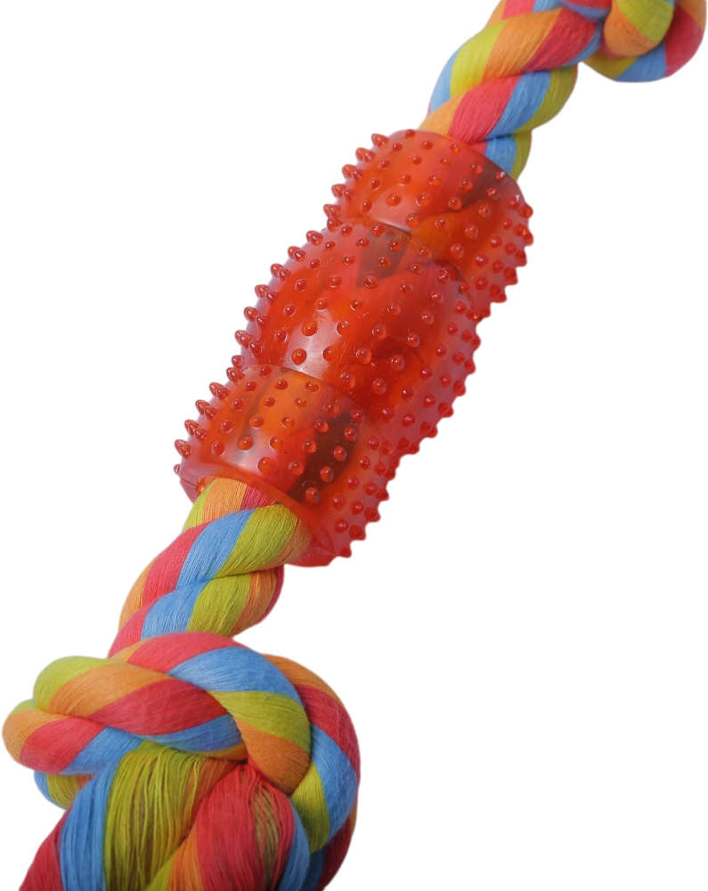 Brinquedo Mordedor Corda Rubber Bone Vermelho e Amarelo para Cães - Tam. Único