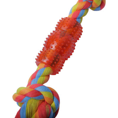 Brinquedo Mordedor Corda Rubber Bone Vermelho e Amarelo para Cães
