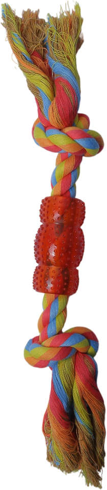 Brinquedo Mordedor Corda Rubber Bone Vermelho e Amarelo para Cães - Tam. Único