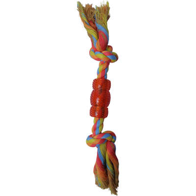 Brinquedo Mordedor Corda Rubber Bone Vermelho e Amarelo para Cães