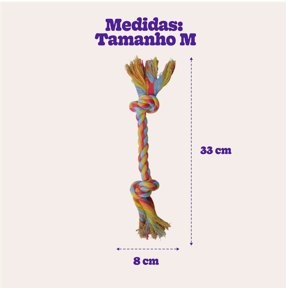 Brinquedo Mordedor Corda Dental Bone Vermelho e Amarelo para Cães - Tam. M