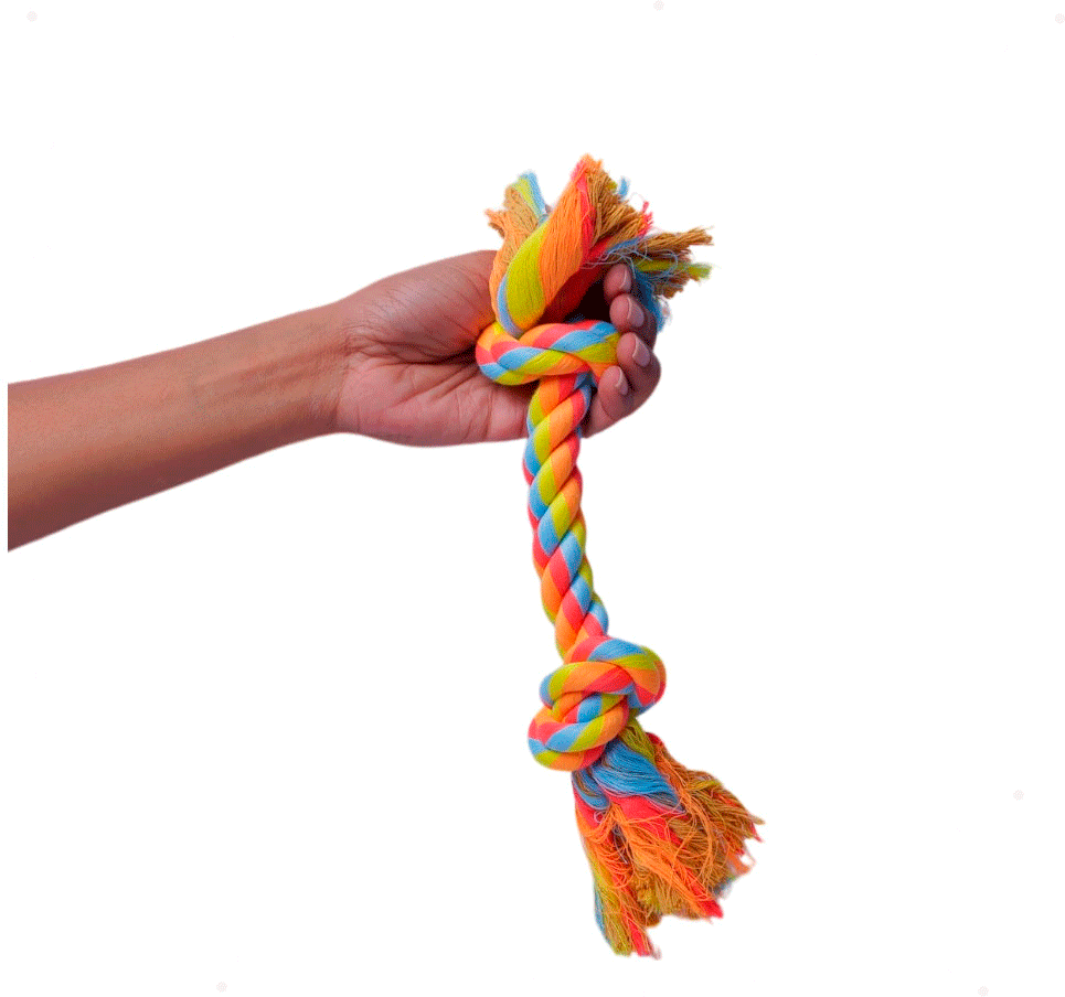 Brinquedo Mordedor Corda Dental Bone Vermelho e Amarelo para Cães - Tam. M