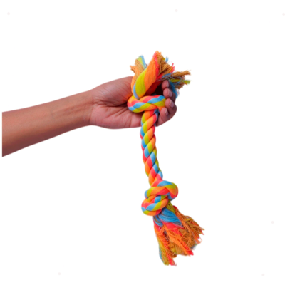Brinquedo Mordedor Corda Dental Bone Vermelho e Amarelo para Cães
