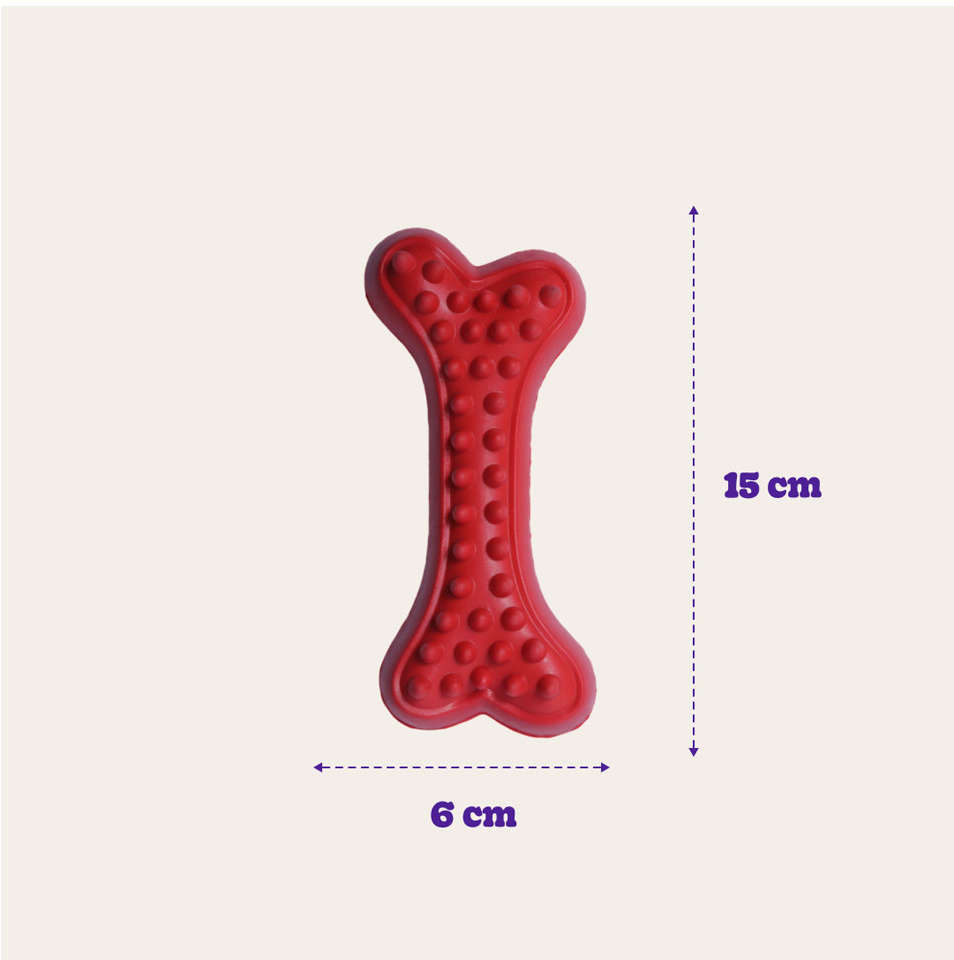 Brinquedo Osso com Relevo Vermelho Sabor Churrasco para Cães - Tam. Único