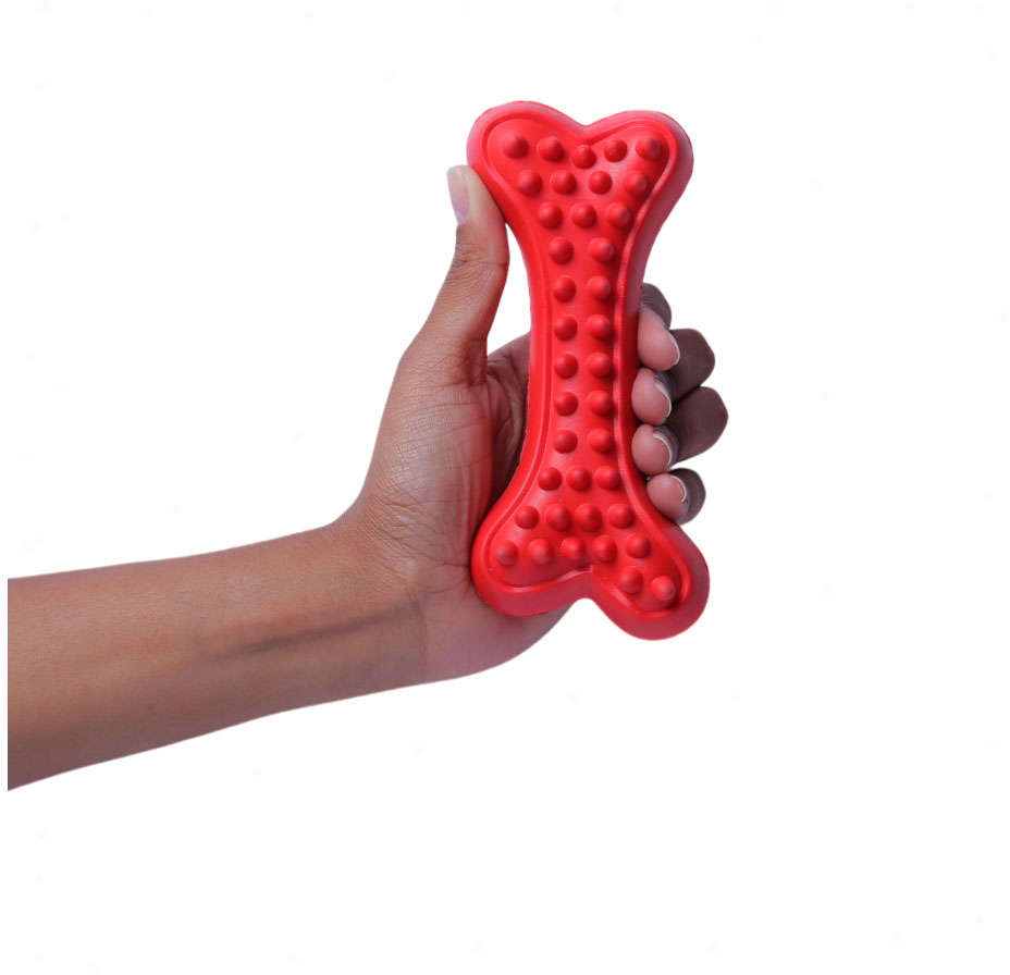Brinquedo Osso com Relevo Vermelho Sabor Churrasco para Cães - Tam. Único