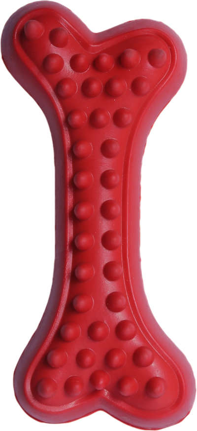 Brinquedo Osso com Relevo Vermelho Sabor Churrasco para Cães - Tam. Único