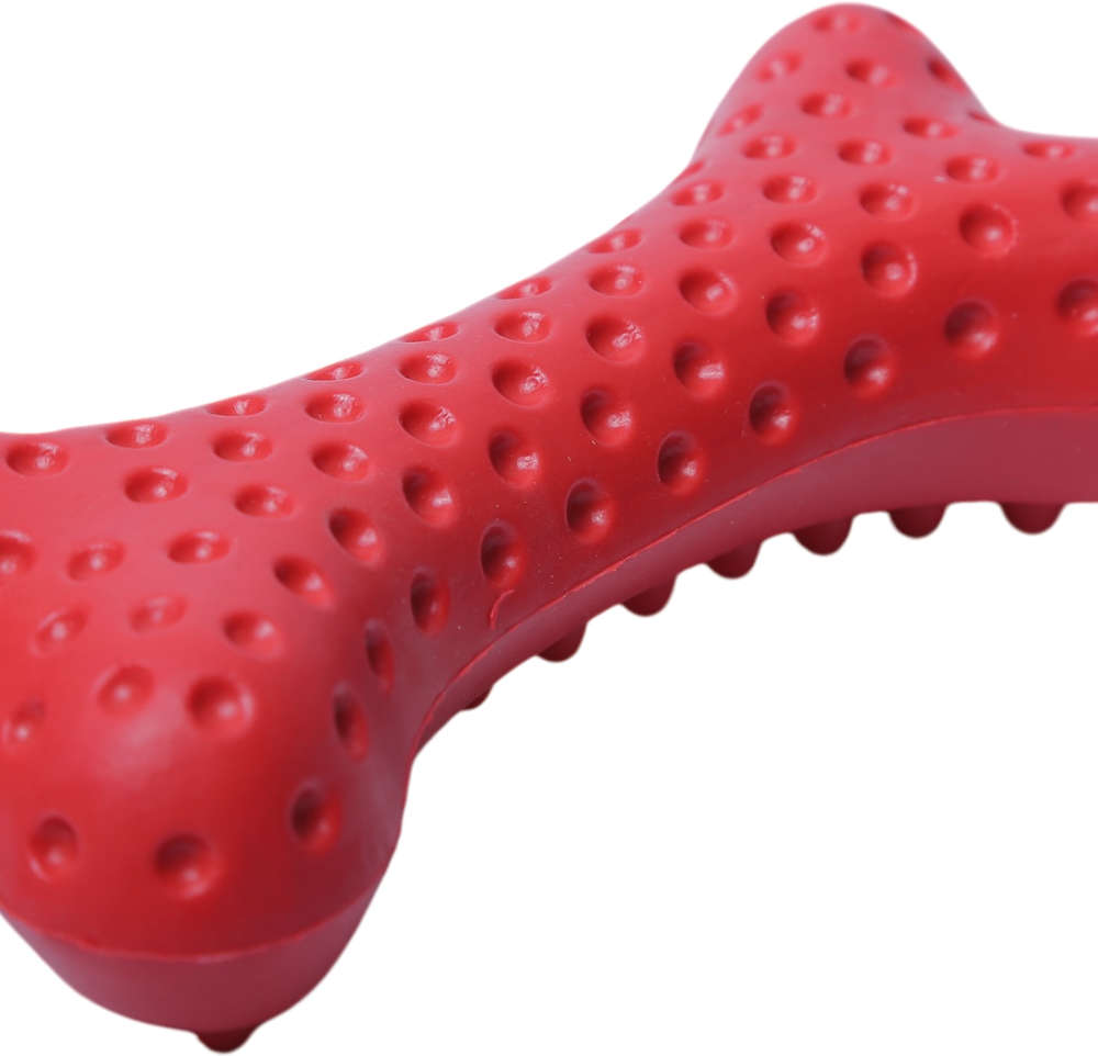Brinquedo Osso com Relevo Vermelho Sabor Churrasco para Cães - Tam. Único
