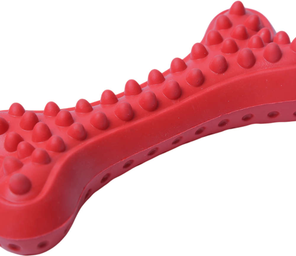 Brinquedo Osso com Relevo Vermelho Sabor Churrasco para Cães - Tam. Único