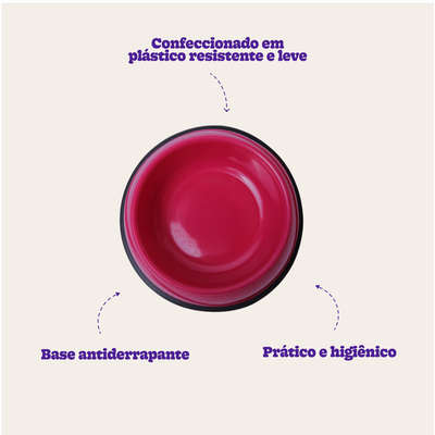 Comedouro Chalesco Plástico com Antiderrapante Rosa