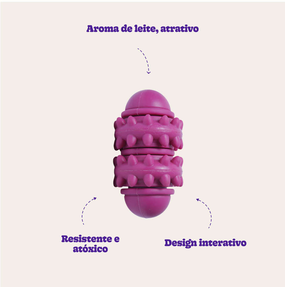 Brinquedo Cilindro Roxo Sabor Leite para Cães - Tam. Único