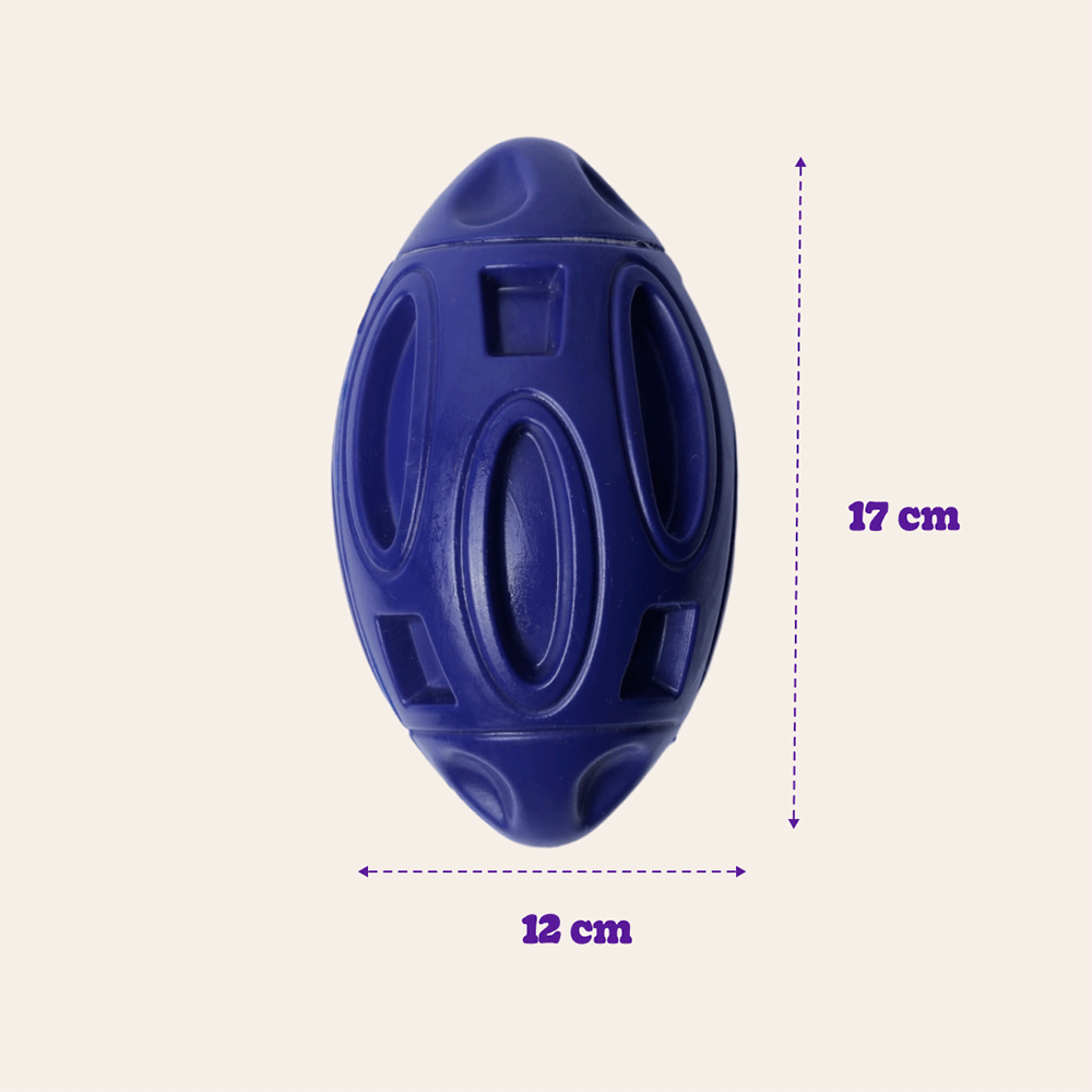 Brinquedo Bola de Rugby Azul Sabor Frango para Cães - Tam. Único