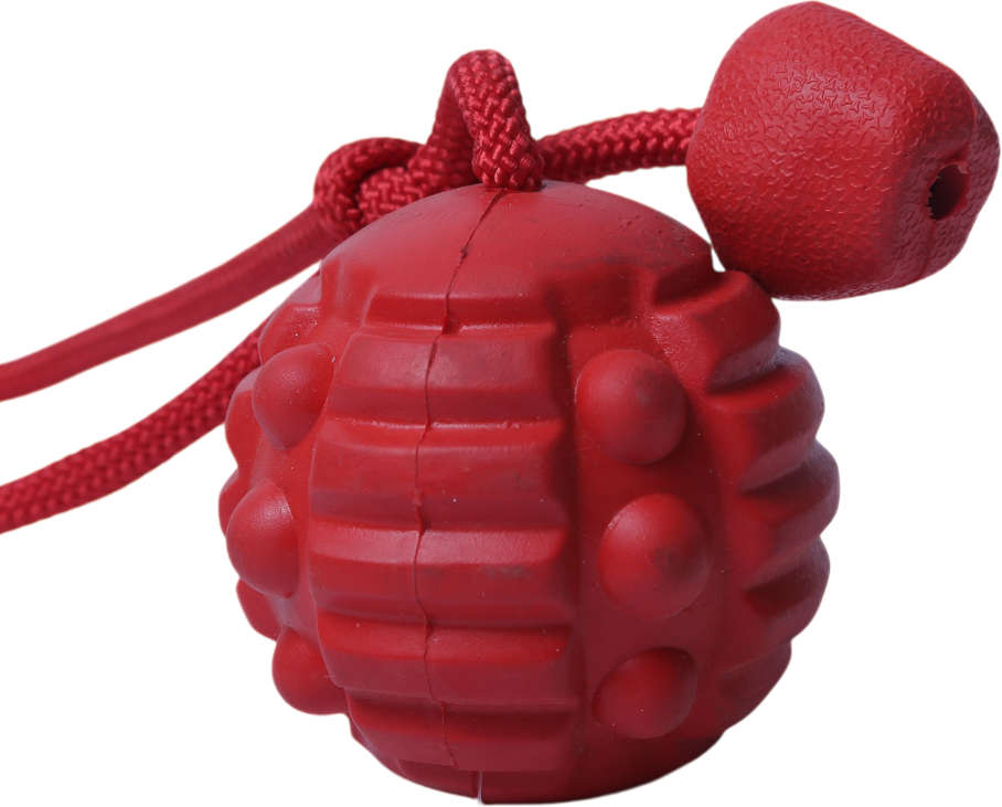 Brinquedo Bola com Corda Vermelho Sabor Carne para Cães - Tam. Único