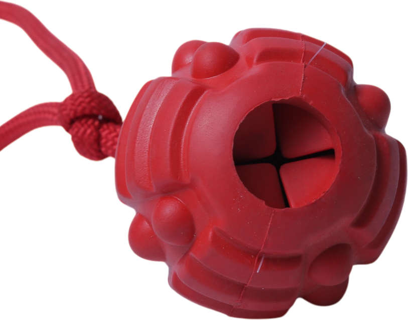Brinquedo Bola com Corda Vermelho Sabor Carne para Cães - Tam. Único