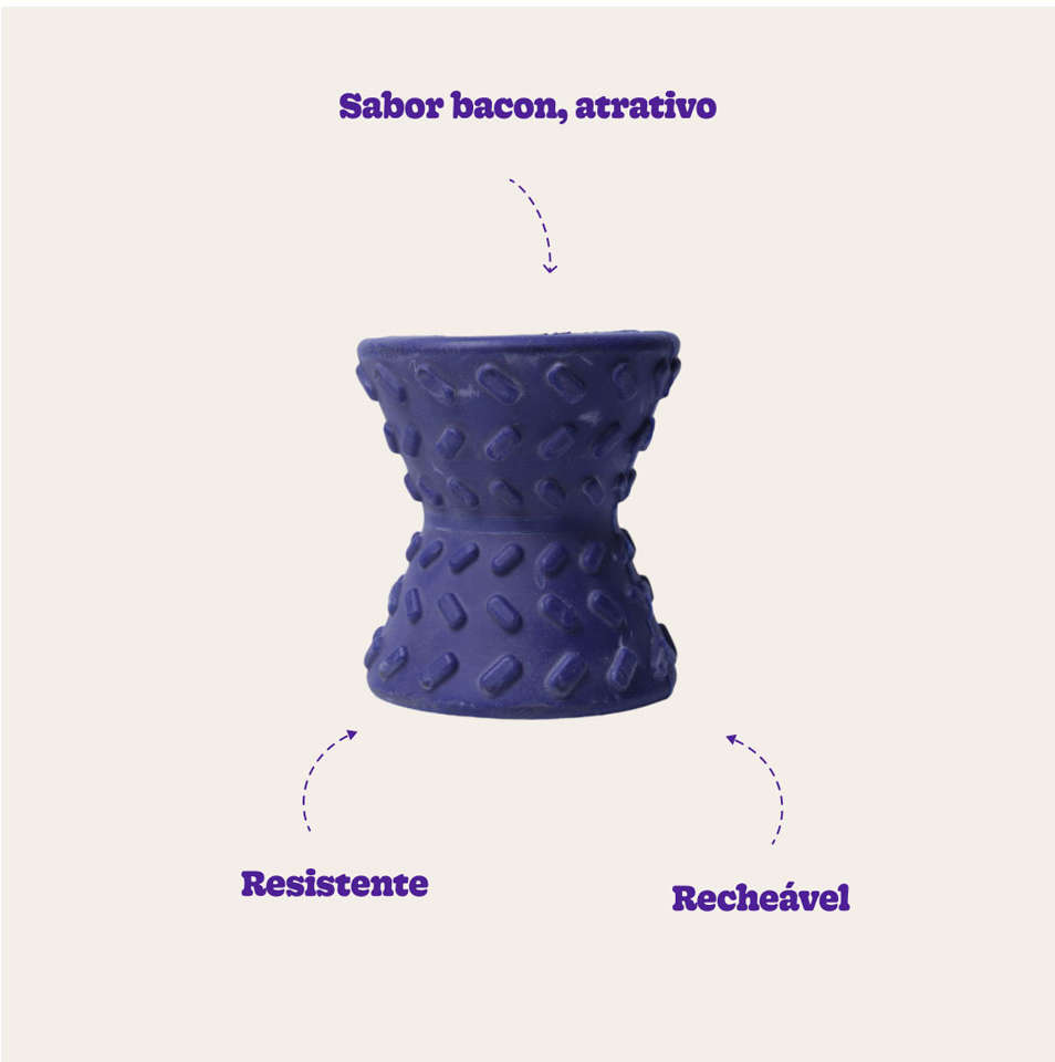 Brinquedo Ampulheta com Dispenser de Ração Azul Sabor Bacon para Cães - Tam. Único