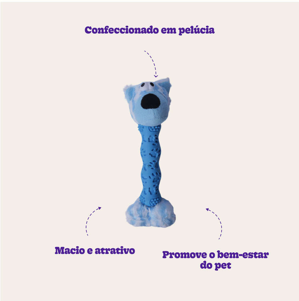 Brinquedo Pelúcia Cachorro Salsicha Azul para Cães - Tam. Único