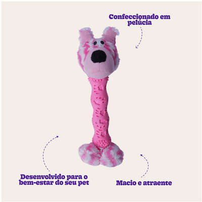 Brinquedo Pelúcia Cachorro Salsicha Rosa para Cães