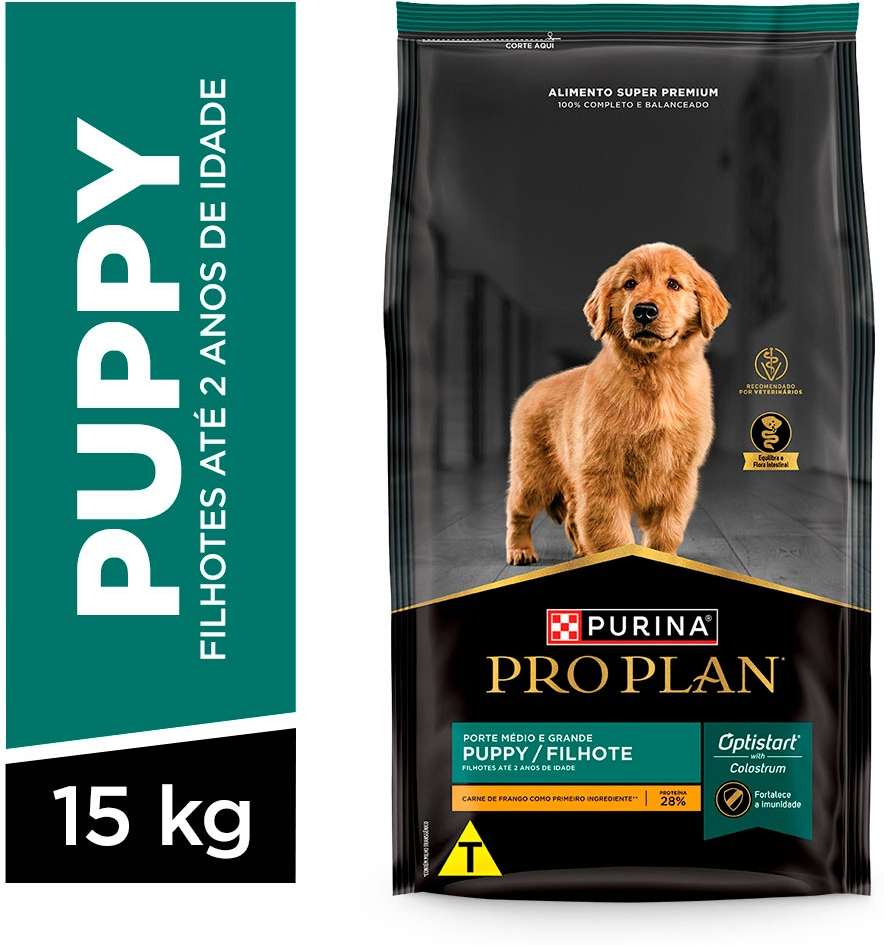 Ração Seca Nestlé Purina Pro Plan Frango para Cães Filhotes de Porte Médios e Grandes - 15Kg