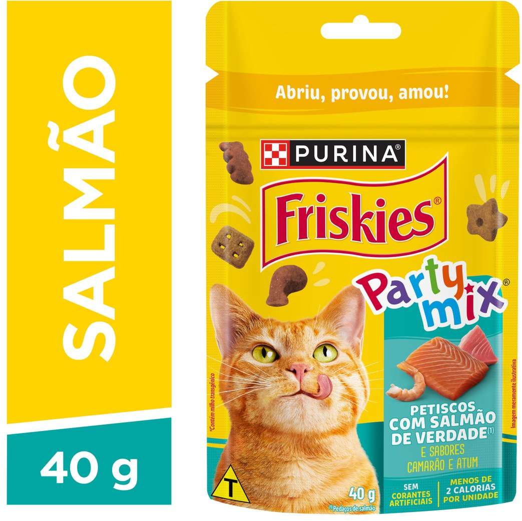 Petisco Purina Friskies Party Mix para Gatos Adultos Sabor Salmão - 40 g