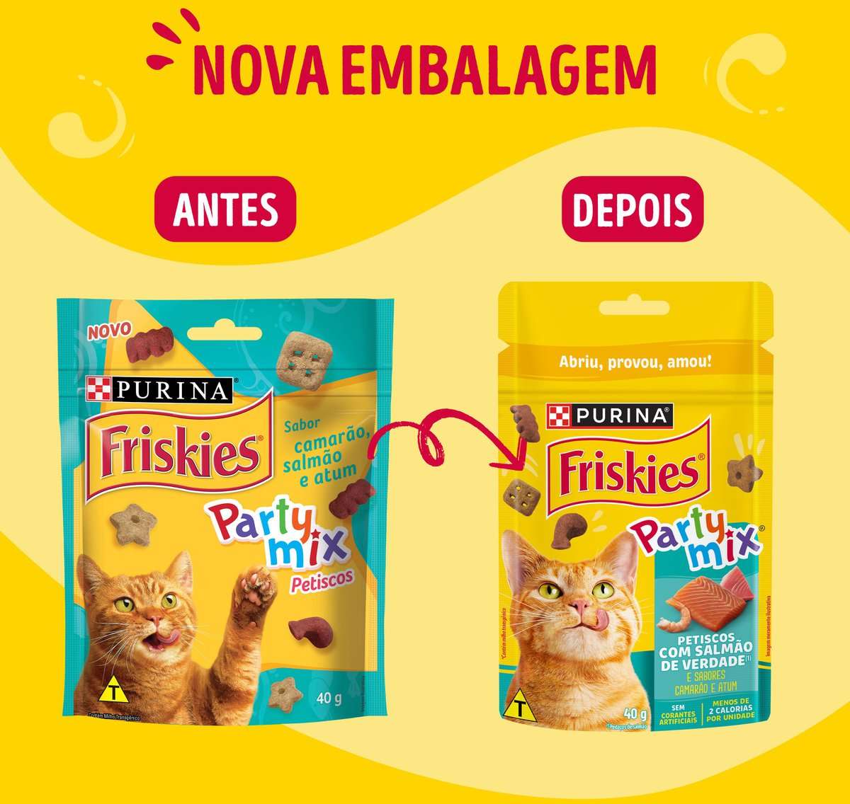 Petisco Purina Friskies Party Mix para Gatos Adultos Sabor Salmão - 40 g