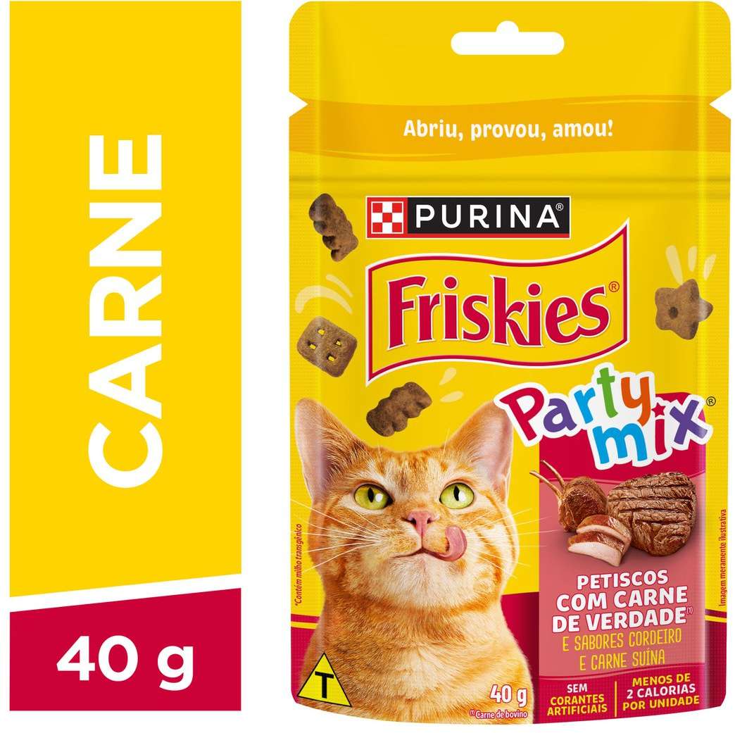 Petisco Purina Friskies Party Mix para Gatos Adultos Sabor Carne - 40 g
