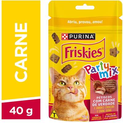 Petisco Purina Friskies Party Mix para Gatos Adultos Sabor Carne