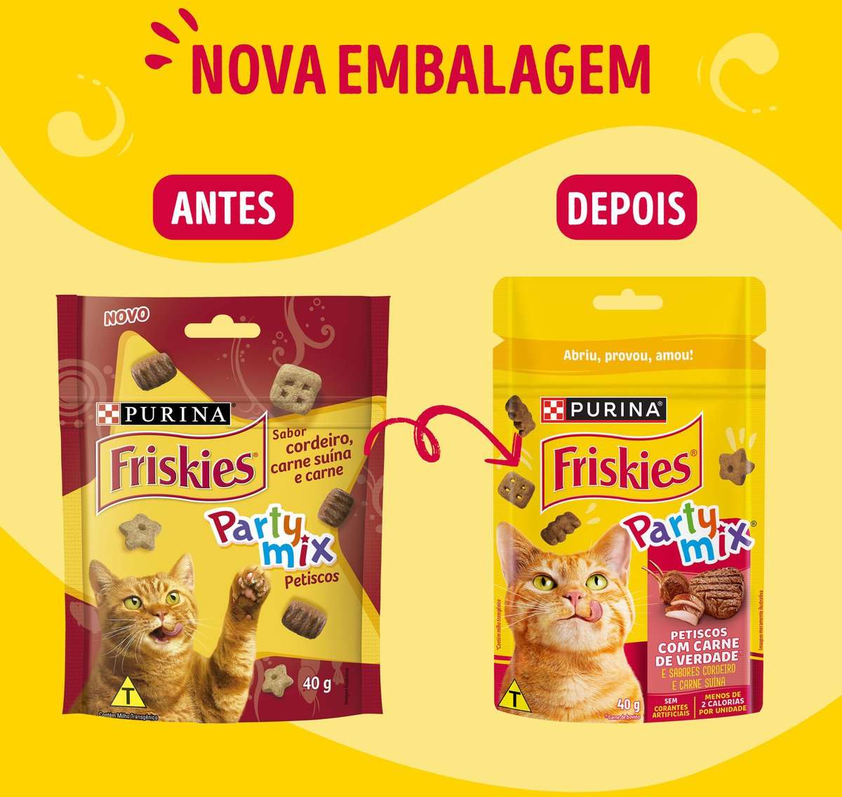 Petisco Purina Friskies Party Mix para Gatos Adultos Sabor Carne - 40 g