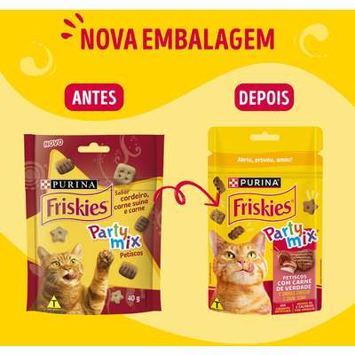 Petisco Purina Friskies Party Mix para Gatos Adultos Sabor Carne