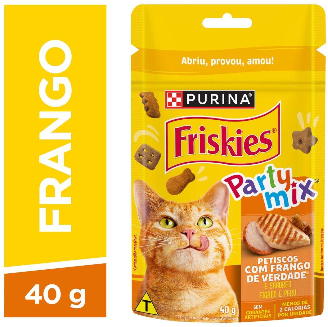 Petisco Purina Friskies Party Mix para Gatos Adultos Sabor Frango - 40 g