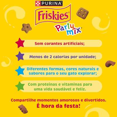 Petisco Purina Friskies Party Mix para Gatos Adultos Sabor Frango