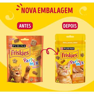 Petisco Purina Friskies Party Mix para Gatos Adultos Sabor Frango