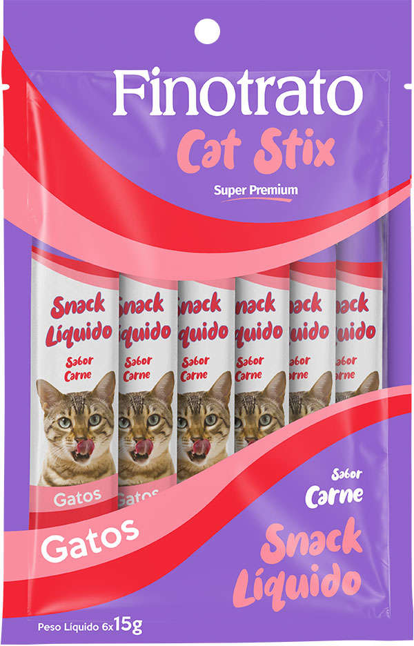 Petisco Finotrato Cat Stix para Gatos Sabor Carne - 1 Pacote (6 Unidades)