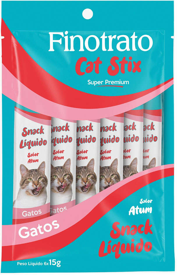 Petisco Finotrato Cat Stix para Gatos Sabor Atum - 1 Pacote (6 Unidades)