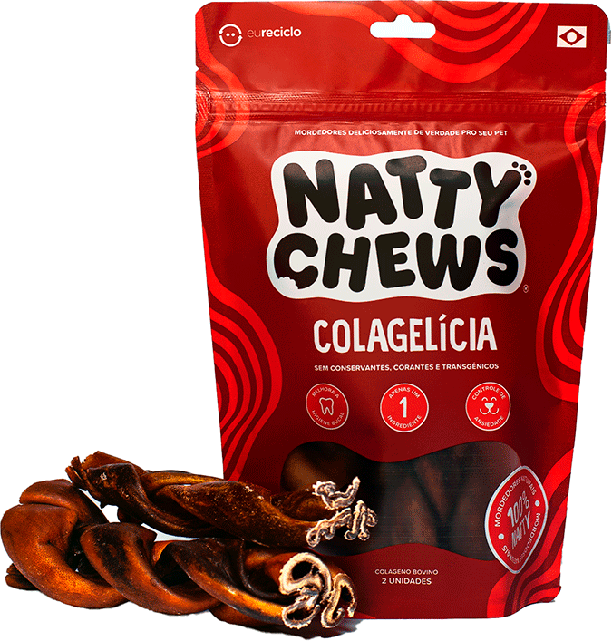 Mordedor Natural Colagelícia Natty Chews Colágeno Bovino Desidratado - 2 un