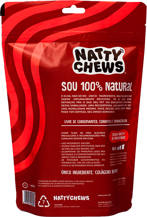 Mordedor Natural Colagelícia Natty Chews Colágeno Bovino Desidratado - 2 un