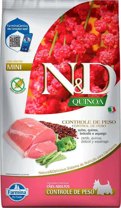 Ração Seca N&D Quinoa Cuidado com o Peso Suíno para Cães Adultos de Porte Mini - 2,5Kg