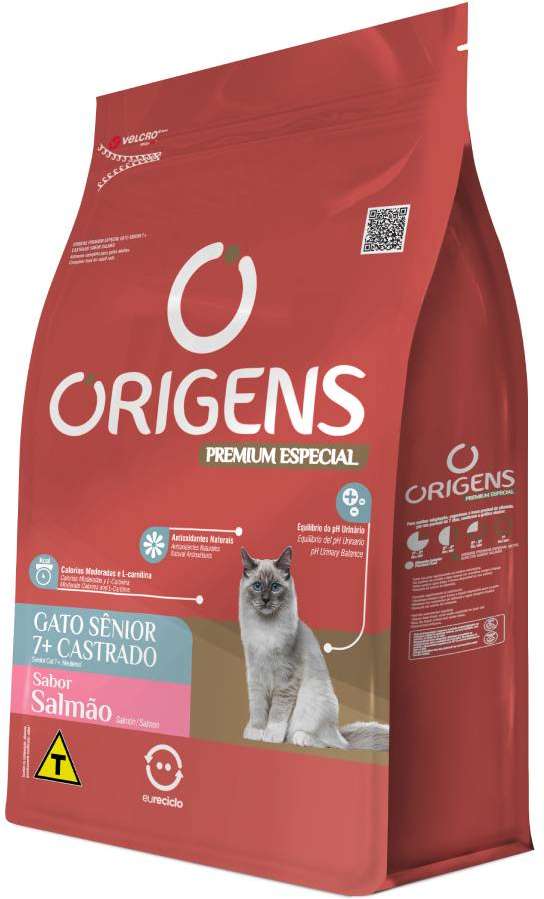 Ração Seca Origens Class Salmão e Frango para Gatos Sênior Castrados - 10,1Kg