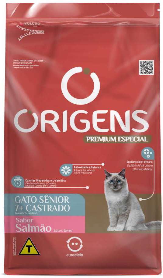 Ração Seca Origens Class Salmão e Frango para Gatos Sênior Castrados - 10,1Kg