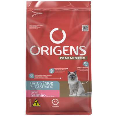 Ração Seca Origens Class Salmão e Frango para Gatos Sênior Castrados