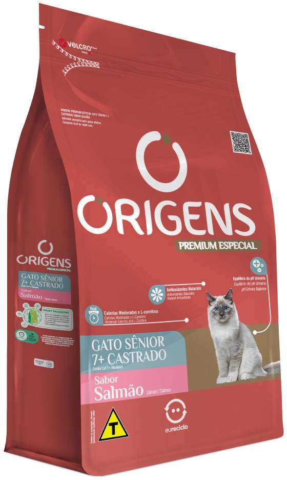 Ração Seca Origens Class Salmão e Frango para Gatos Sênior Castrados - 10,1Kg