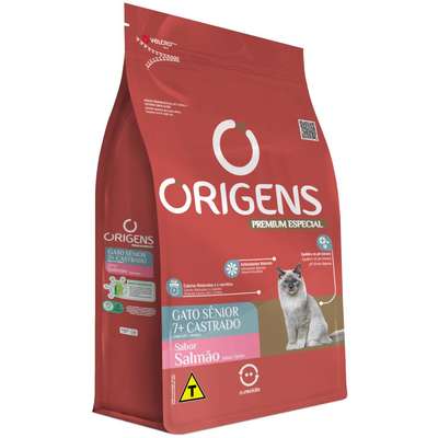 Ração Seca Origens Class Salmão e Frango para Gatos Sênior Castrados
