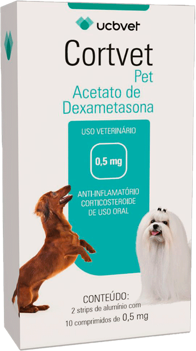 Anti-Inflamatório UCBVET Acetato de Dexametasona Cortvet Pet para Cães - 0,5 mg