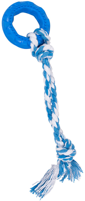 Brinquedo Pneu Slick de Borracha Furacão Pet Azul com Corda - Tam. Único