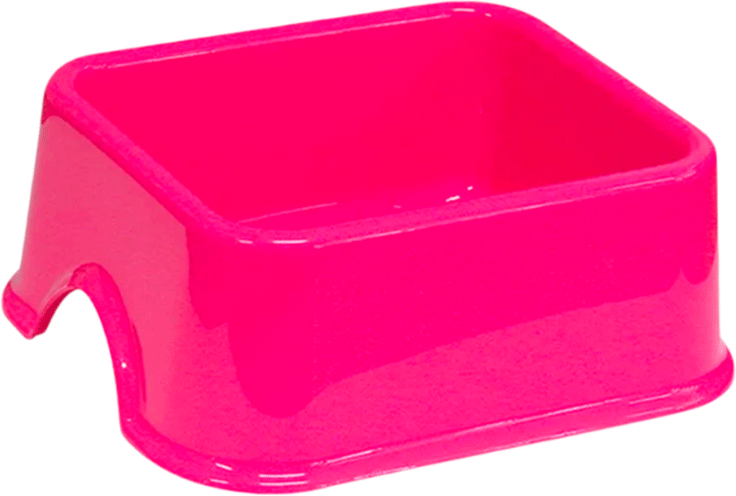 Comedouro Quadrado de Plástico Furacão Pet Rosa - 1000 mL